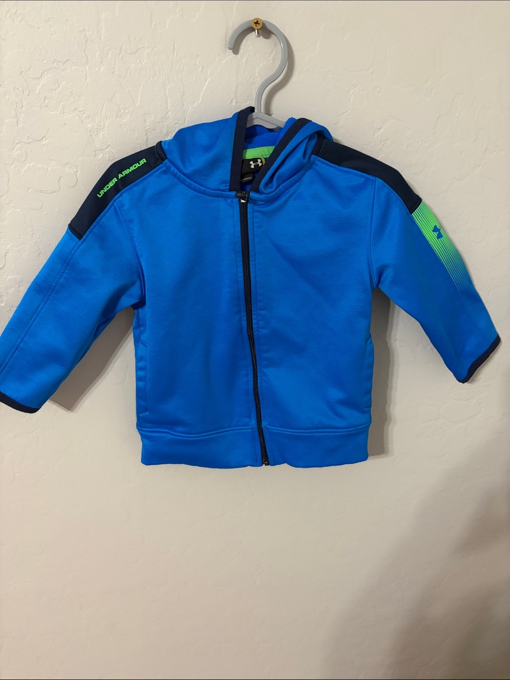 Under Armour Bright Blue Hoodie with Neon Green Accents - Kids